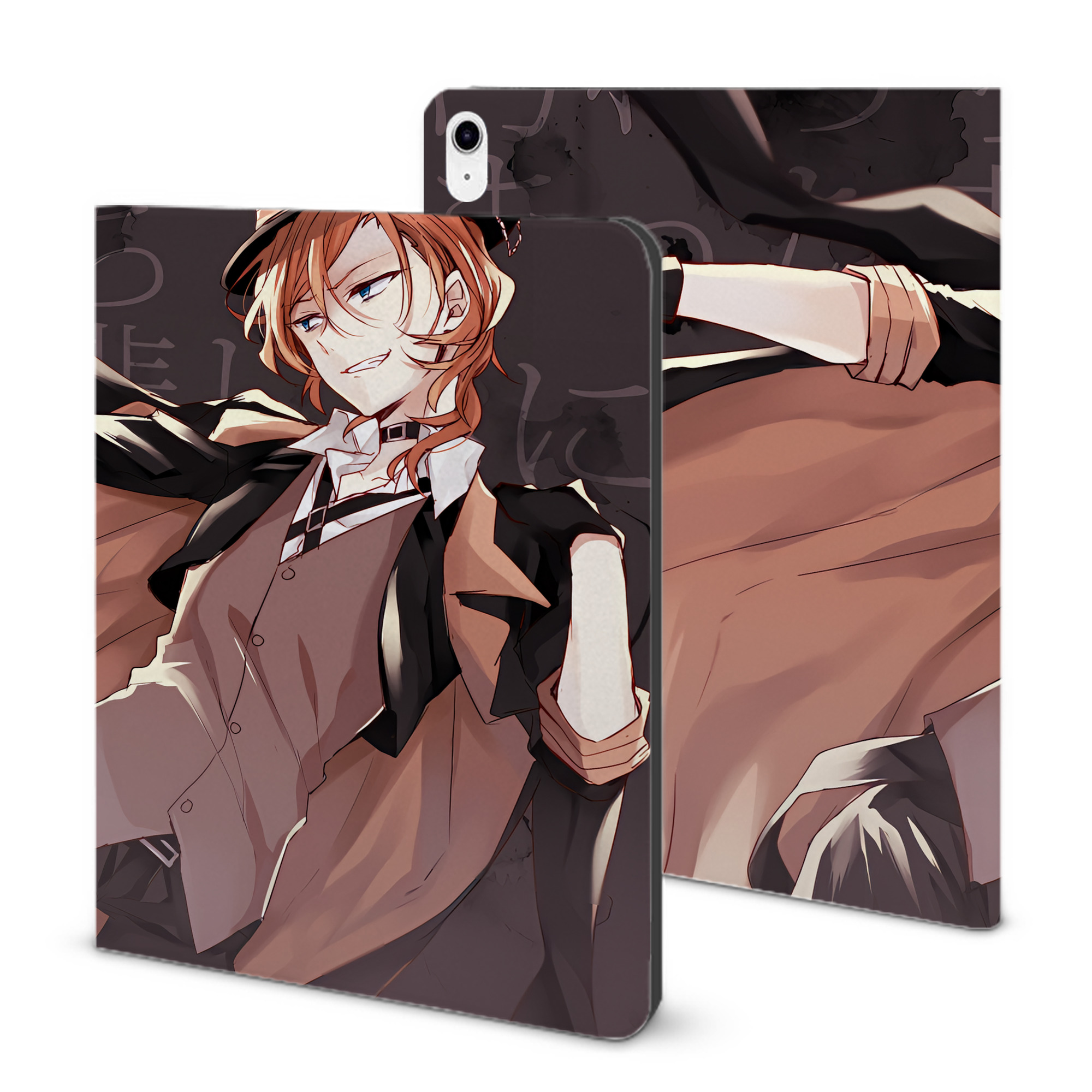 （画像用） 文豪ストレイドッグス Bungo Stray Dogs IPad ケース ブック型 PUレザー TPU 耐衝撃 軽量 薄型 ペン収納なし 全面保護 IPad 各モデル対応